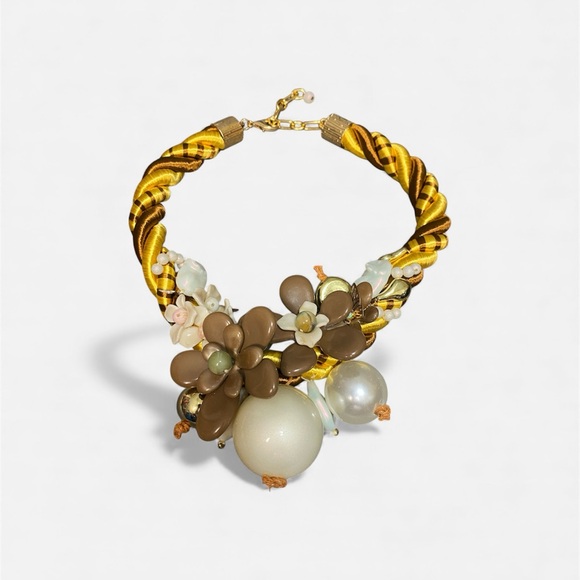 Jewelry - NWOT Bohemian Floral Necklace with Gold and Brown Accents
